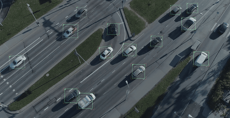 Aerial view of urban transportation